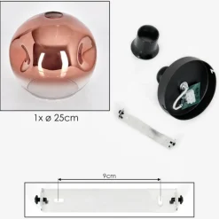 hofstein Plafonnier - Verre 25 cm Ripoll Clair, Cuivré, 1 lumière