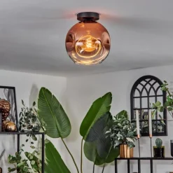 hofstein Plafonnier - Verre 25 cm Ripoll Clair, Cuivré, 1 lumière