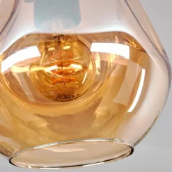 hofstein Plafonnier - Verre 20 cm Ripoll Or, Noir, 1 lumière