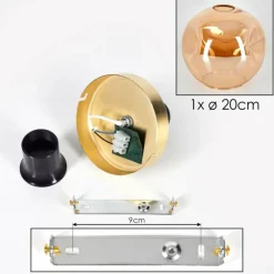 hofstein Plafonnier - Verre 20 cm Ripoll Or, Noir, 1 lumière