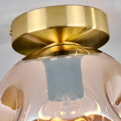 hofstein Plafonnier - Verre 20 cm Ripoll Or, Noir, 1 lumière