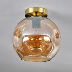 hofstein Plafonnier - Verre 25 cm Ripoll Or, Noir, 1 lumière