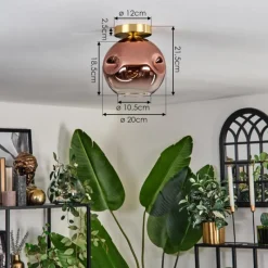 hofstein Plafonnier - Verre 20 cm Ripoll Or, Noir, 1 lumière