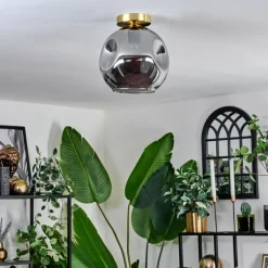 Lampes Dorées-hofstein Plafonnier - Verre 25 cm Ripoll Or, Noir, 1 lumière