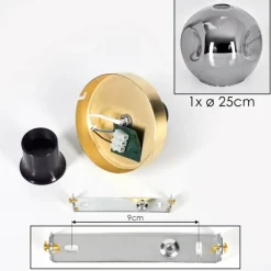 Lampes Dorées-hofstein Plafonnier - Verre 25 cm Ripoll Or, Noir, 1 lumière