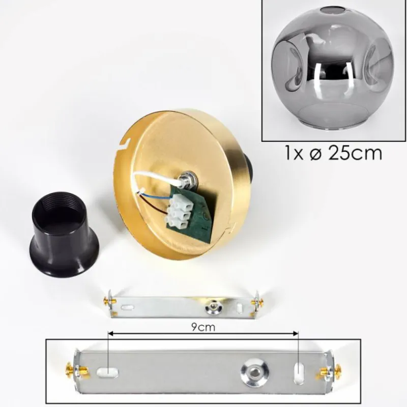 Lampes Dorées-hofstein Plafonnier - Verre 25 cm Ripoll Or, Noir, 1 lumière