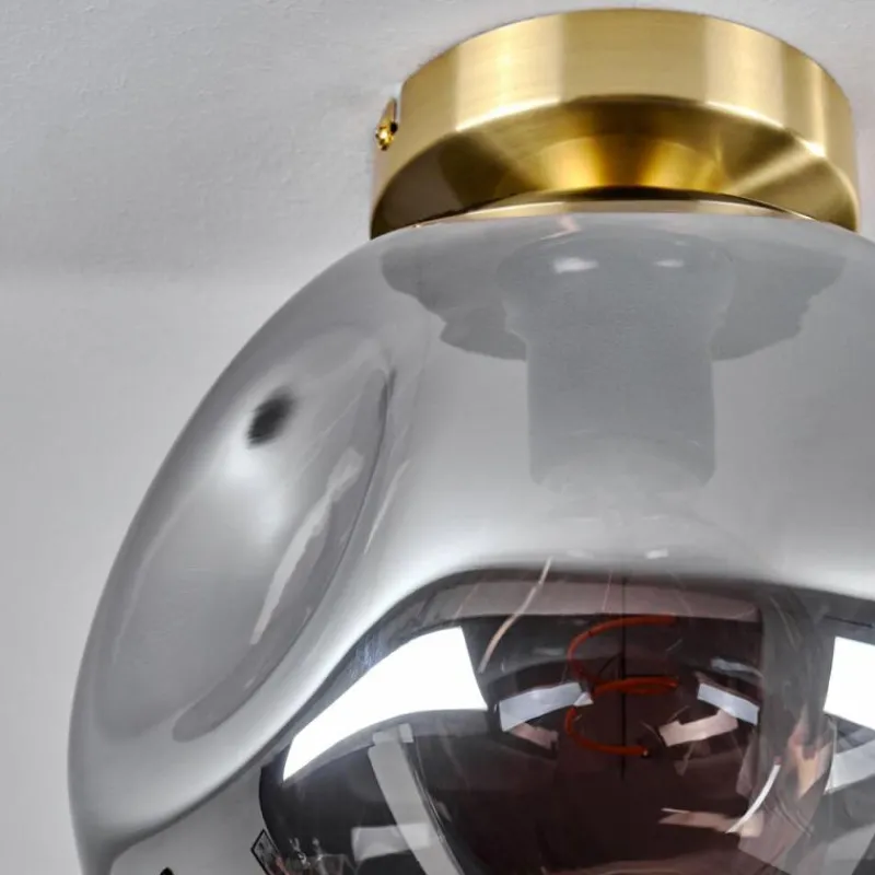 Lampes Dorées-hofstein Plafonnier - Verre 25 cm Ripoll Or, Noir, 1 lumière