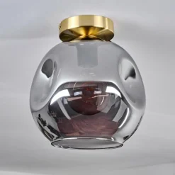 Lampes Dorées-hofstein Plafonnier - Verre 25 cm Ripoll Or, Noir, 1 lumière