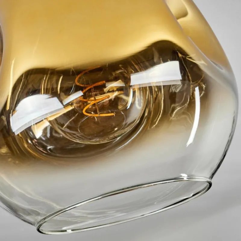 hofstein Plafonnier - Verre 25 cm Ripoll Or, Noir, 1 lumière