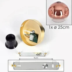 hofstein Plafonnier - Verre 25 cm Ripoll Or, Noir, 1 lumière