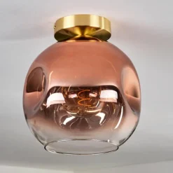 hofstein Plafonnier - Verre 25 cm Ripoll Or, Noir, 1 lumière