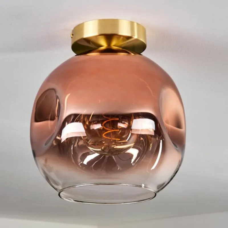 hofstein Plafonnier - Verre 25 cm Ripoll Or, Noir, 1 lumière