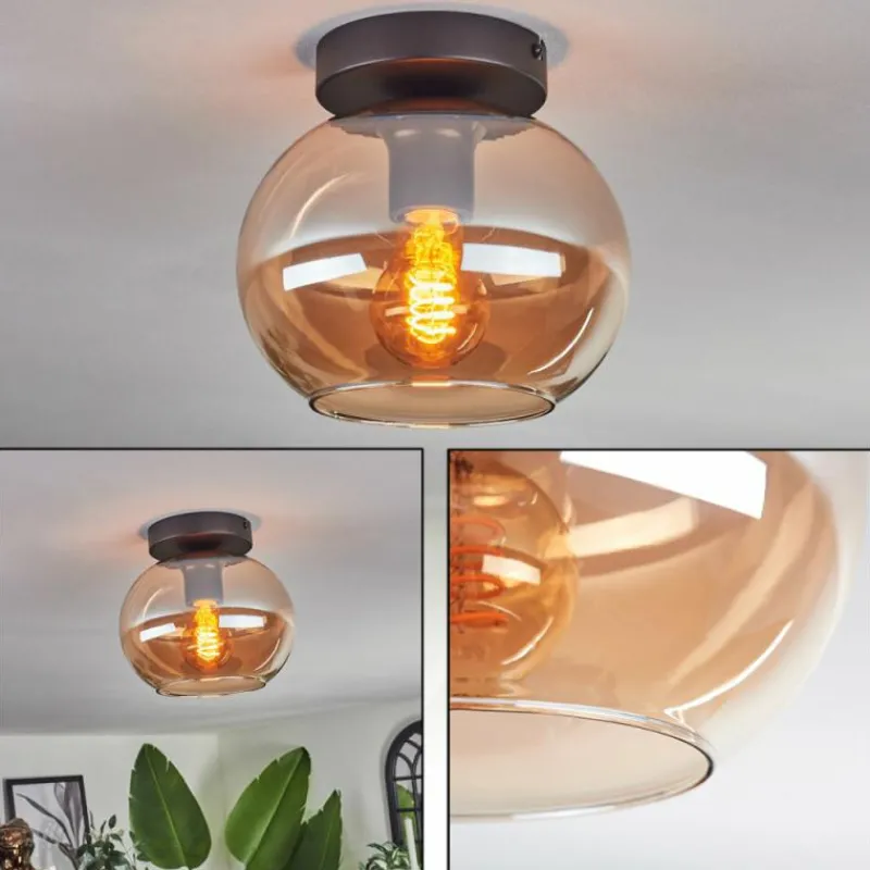 hofstein Plafonnier - Verre Apedo Ambre, 1 lumière
