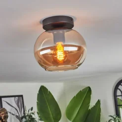hofstein Plafonnier - Verre Apedo Ambre, 1 lumière