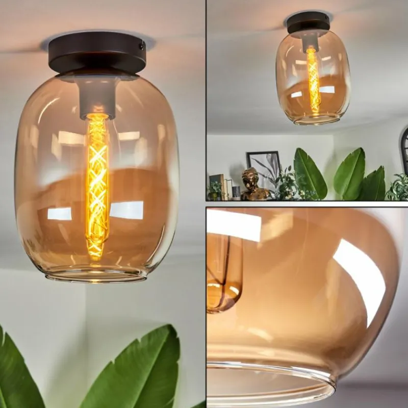 hofstein Plafonnier - Verre Apedo Ambre, 1 lumière