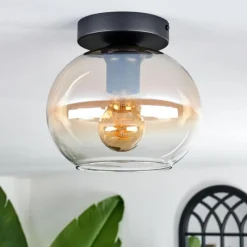 hofstein Plafonnier - Verre Apedo Ambre, Clair, 1 lumière