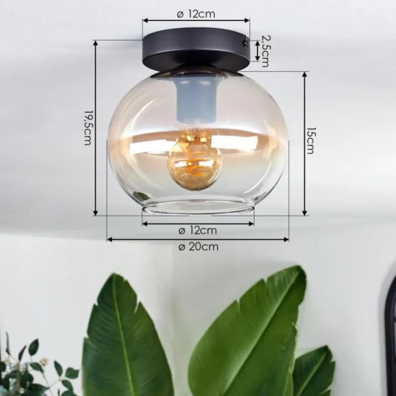 hofstein Plafonnier - Verre Apedo Ambre, Clair, 1 lumière