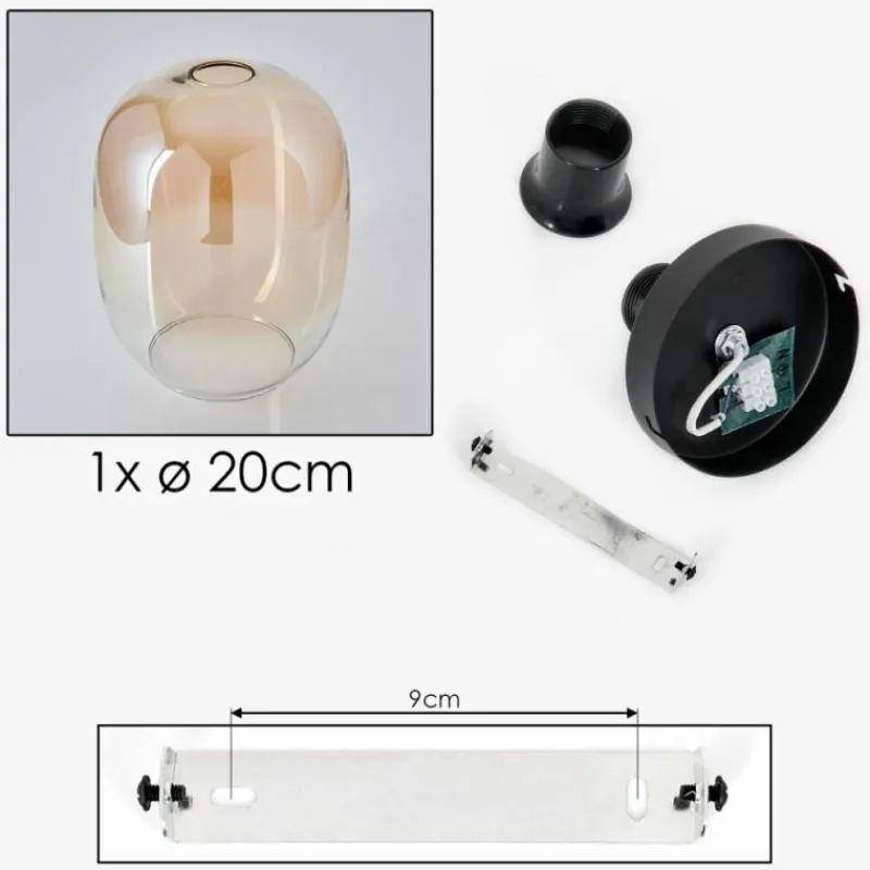 hofstein Plafonnier - Verre Apedo Ambre, Clair, 1 lumière