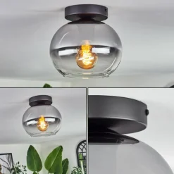 hofstein Plafonnier - Verre Apedo Clair, Fumé, 1 lumière