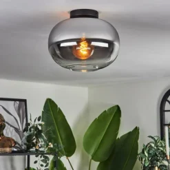 hofstein Plafonnier - Verre Apedo Clair, Fumé, 1 lumière