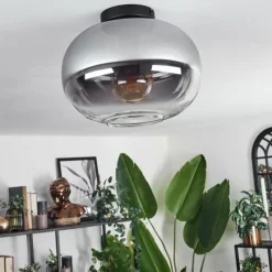 hofstein Plafonnier - Verre Apedo Clair, Fumé, 1 lumière