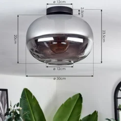 hofstein Plafonnier - Verre Apedo Fumé, 1 lumière