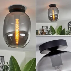 hofstein Plafonnier - Verre Apedo Fumé, 1 lumière