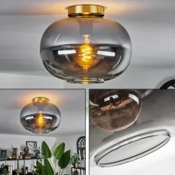 hofstein Plafonnier - Verre Apedo Laiton, 1 lumière