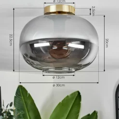 hofstein Plafonnier - Verre Apedo Laiton, 1 lumière