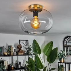 hofstein Plafonnier - Verre Apedo Laiton, 1 lumière