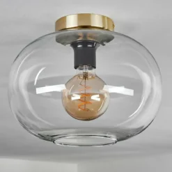 hofstein Plafonnier - Verre Apedo Laiton, 1 lumière