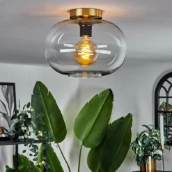 hofstein Plafonnier - Verre Apedo Laiton, 1 lumière