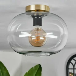 hofstein Plafonnier - Verre Apedo Laiton, 1 lumière