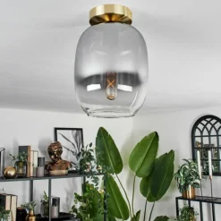 hofstein Plafonnier - Verre Apedo Laiton, 1 lumière