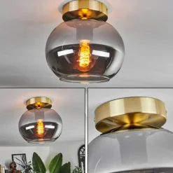 hofstein Plafonnier - Verre Apedo Laiton, 1 lumière