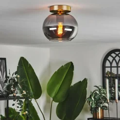 hofstein Plafonnier - Verre Apedo Laiton, 1 lumière