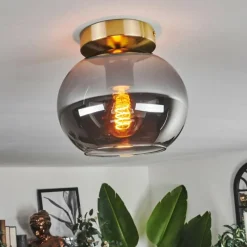 hofstein Plafonnier - Verre Apedo Laiton, 1 lumière