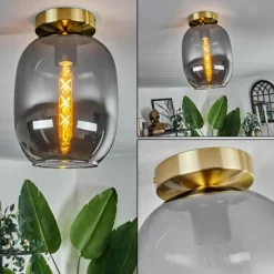 hofstein Plafonnier - Verre Apedo Laiton, 1 lumière