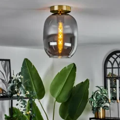 hofstein Plafonnier - Verre Apedo Laiton, 1 lumière