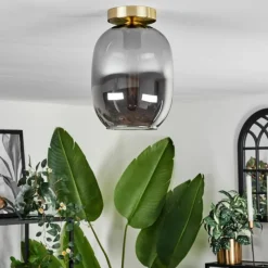 hofstein Plafonnier - Verre Apedo Laiton, 1 lumière