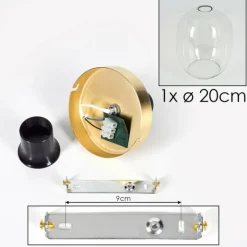 hofstein Plafonnier - Verre Apedo Laiton, 1 lumière