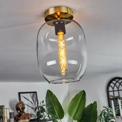 hofstein Plafonnier - Verre Apedo Laiton, 1 lumière