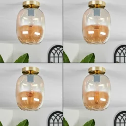 hofstein Plafonnier - Verre Apedo Laiton, 1 lumière