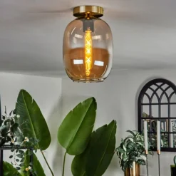 hofstein Plafonnier - Verre Apedo Laiton, 1 lumière