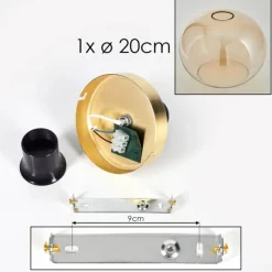 hofstein Plafonnier - Verre Apedo Laiton, 1 lumière