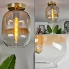 hofstein Plafonnier - Verre Apedo Laiton, 1 lumière