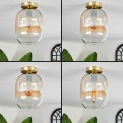 hofstein Plafonnier - Verre Apedo Laiton, 1 lumière