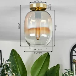 hofstein Plafonnier - Verre Apedo Laiton, 1 lumière