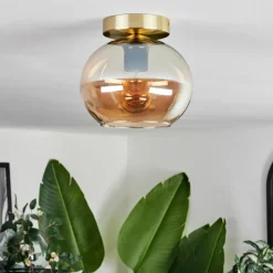 hofstein Plafonnier - Verre Apedo Laiton, 1 lumière