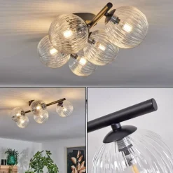 hofstein Plafonnier - Verre Chehalis Clair, 5 lumières